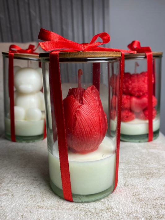 Vela Tulipán En Envase de Vidrio